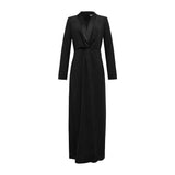 Abito Maxi con Scollo a V Profondo e Collo a Tuxedo