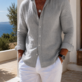 Camicia Uomo in Lino Traspirante a Manica Lunga per l'Estate