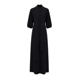 Abito Maxi con Collo Alto in Oro