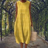 Abito midi in cotone a pois da donna