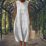 Abito midi in cotone a pois da donna