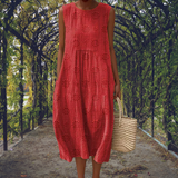 Abito midi in cotone a pois da donna