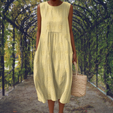 Abito midi in cotone a pois da donna