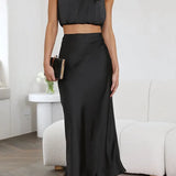 Completo donna con top drappeggiato e gonna lunga