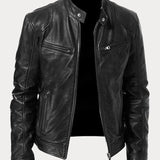 Giacca in Pelle Premium Uomo con Fodera Isolante e Polsini Regolabili I Perfetta per la Stagione Autunnale