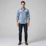 Camicia in Denim con Bottoni