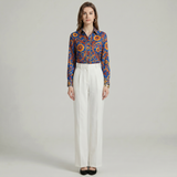 Camicia in Satin con Stampa Paisley Floreale