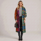 Cappotto in Stile Bohemien con Stampa Patchwork