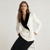 Blazer Asimmetrico con Risvolto a Contrasto